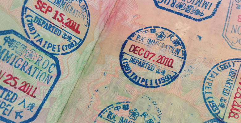 Taiwan entry and exit stamps